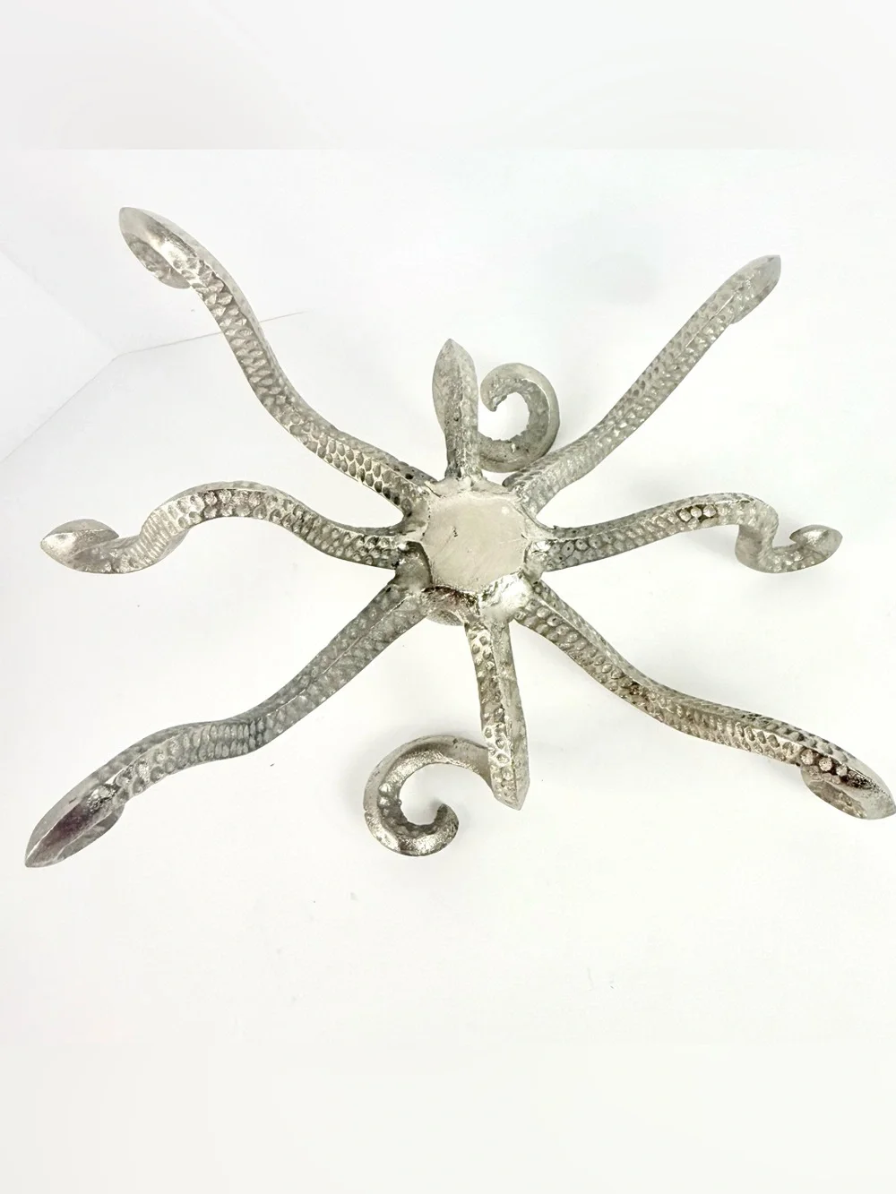 Vintage Octopus Pewter Finish Shelf Decor Coastal Nautical Statue Metal Design